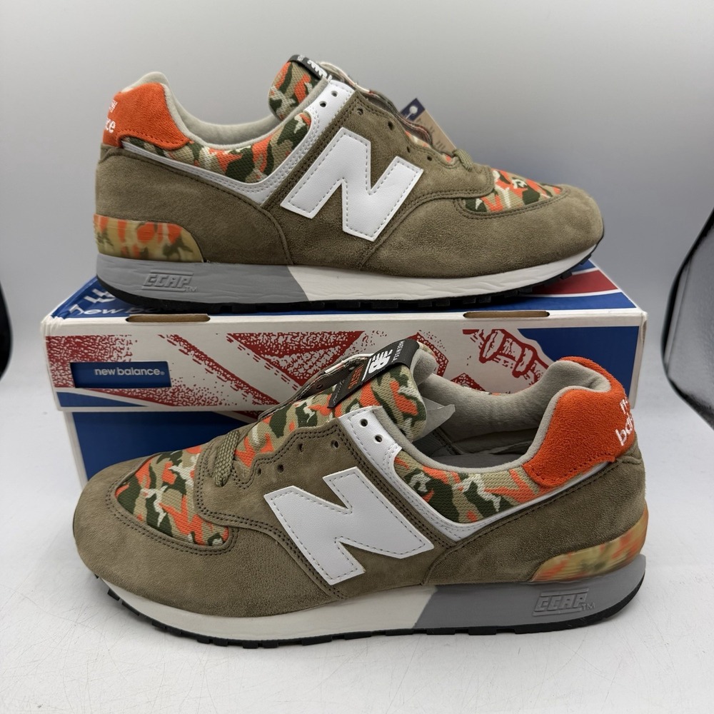 New Balance 576 Camo Shoes Mens Sz 8.5 D Green Orange White Sneakers US576CM2